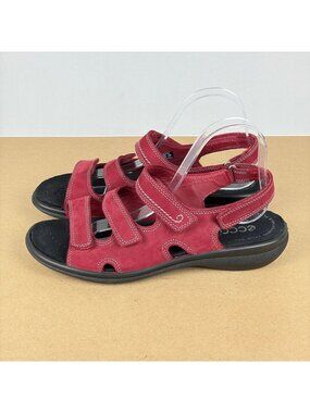 Ecco Breeze 3 Leather Slingback Sandals Womens 11 EU 42 Red Black Casual